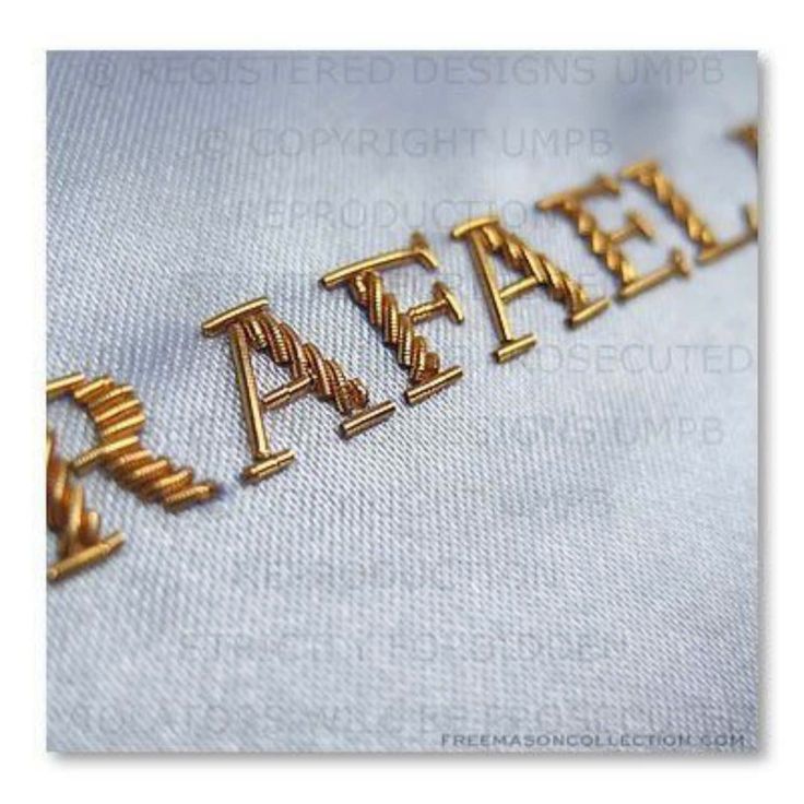 the letters are made out of gold thread