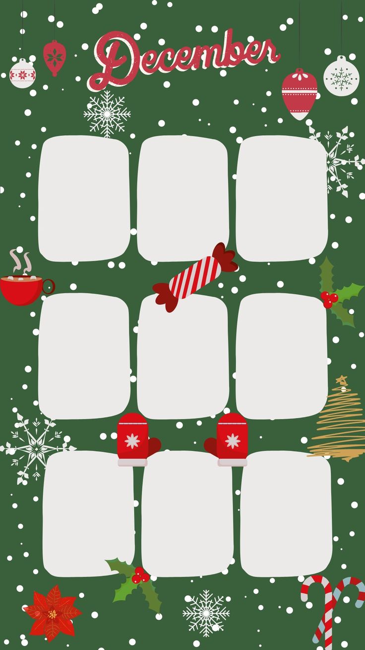 a green christmas calendar with red and white decorations