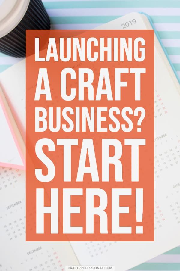 the words launching a craft business? start here on top of an orange and white background