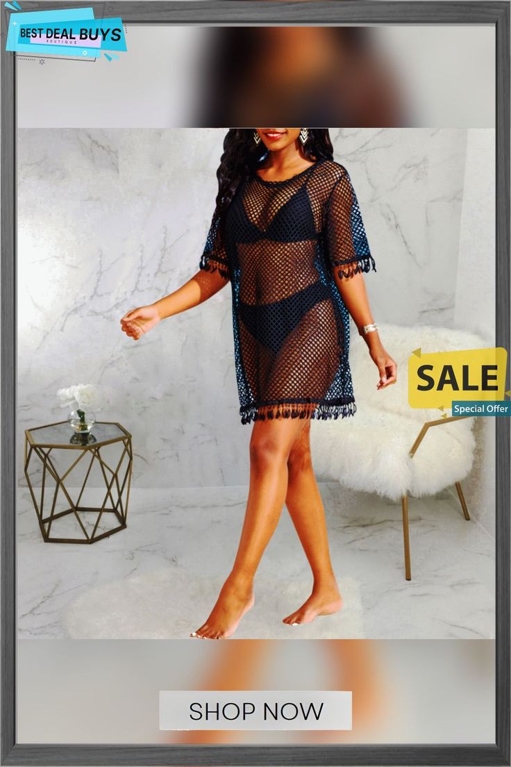 Sexy Fashion High Stretch Mesh Anti-sunshine Beach Dress Sunshine Beach, Beach Dress, Mesh, Best Deals