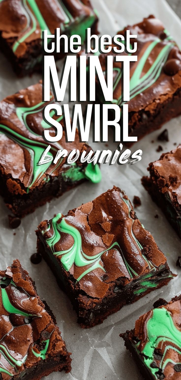 the best mint swirl brownies are made with chocolate and mint green frosting