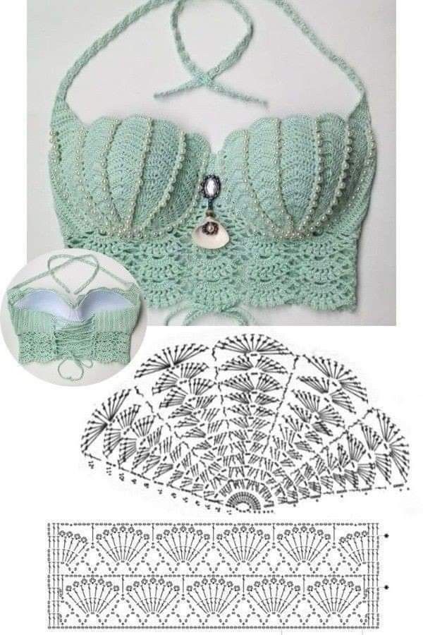 a crocheted bralet with an intricate pattern and instructions to make the bra