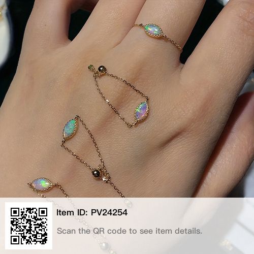 Opal Stone Ring, Chain Ring Gold, Australian Opal Ring, Sterling Silver Promise Rings, Precious Opal, 18k Gold Ring, Australian Opal, Natural Opal, Chain Ring