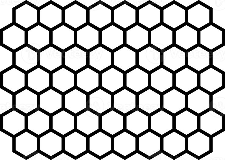 the hexagonal grid pattern is shown in black and white, with no background