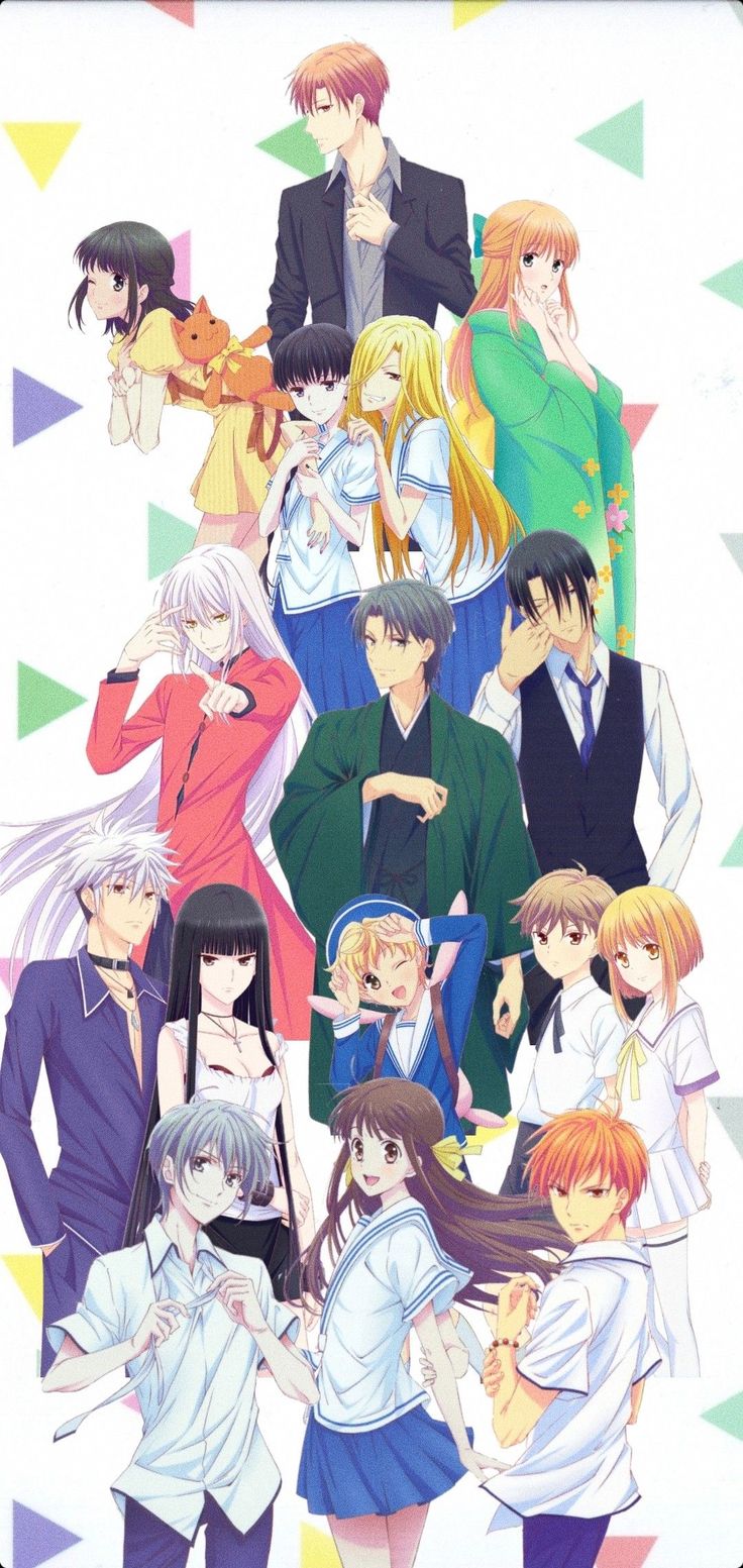 Fruits basket wallpaper Honda Tohru Soma Family Sohma Kyo Yuki Momiji Hatsuharu Rin Hiro Kisa Shigure Ayame Hatori Kureno Kagura Hana Uotani Ritsu Fruits Basket Characters, Fruits Basket Wallpaper, Sohma Kyo, Natsuki Takaya, Honda Tohru, Basket Wallpaper, Anime Fruits Basket, Fruits Basket Kyo, Fruits Basket Manga