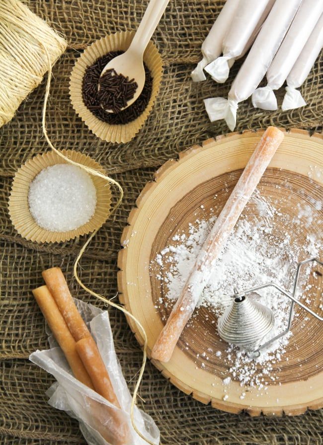 the table is set up with utensils and other items to make an appetizer