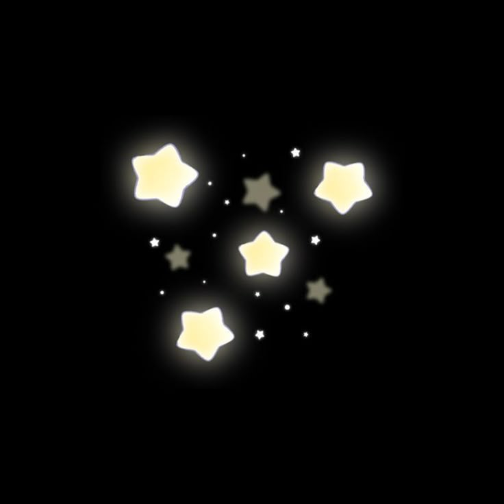 five white stars are glowing in the dark