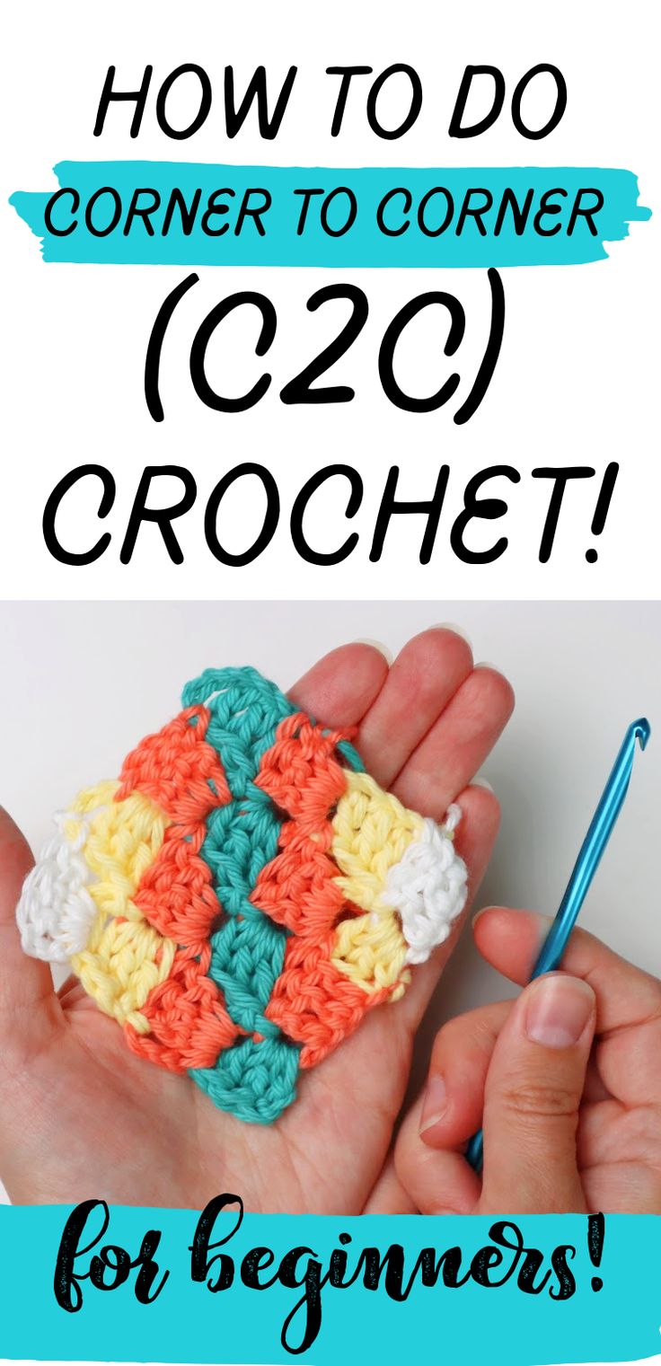 the crochet pattern is shown with text overlay that reads how to do corner to corner crochet for beginners