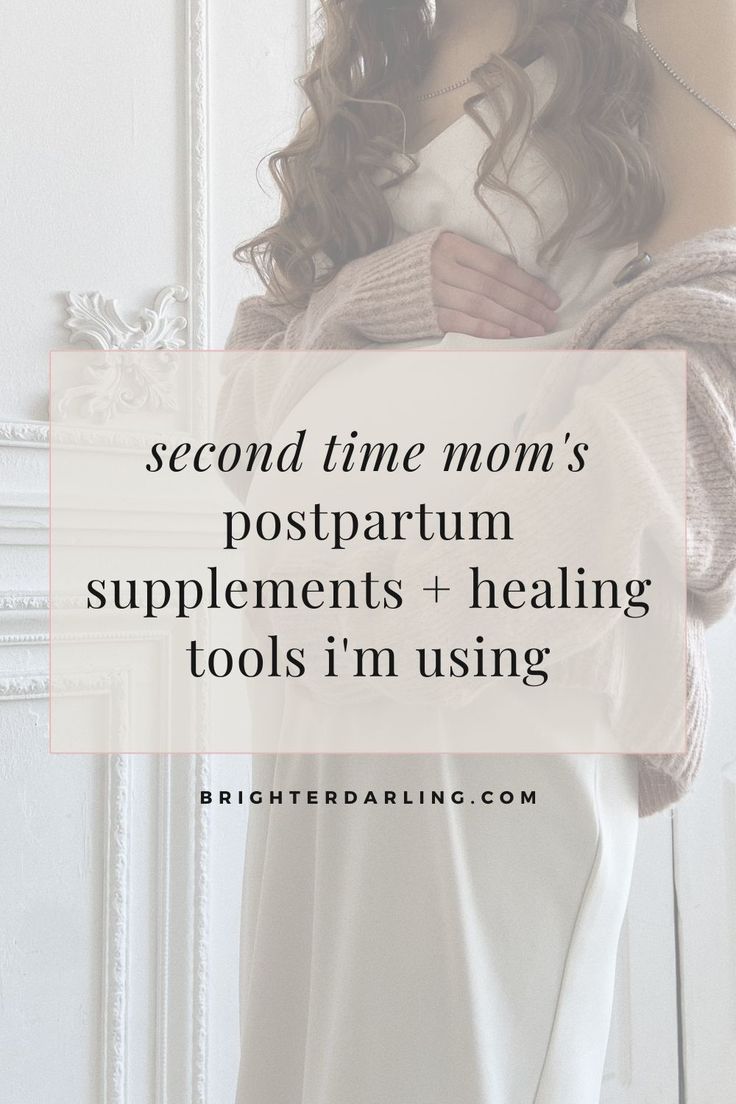 a woman standing in front of a mirror with the words second time mom's postparum supplements + healing tools i'm using