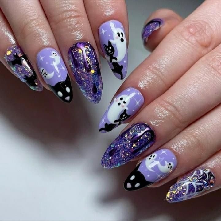 Horror Nails, Witch Nails, Halloween Nails Easy, Halloween Acrylic Nails, Punk Nails, Nail It, Halloween Nail Designs, Halloween Nail, Halloween Nail Art