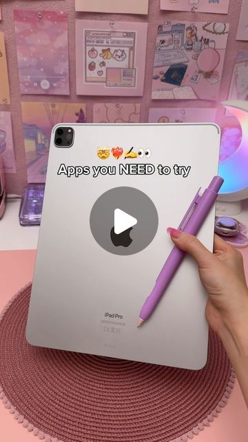 a person holding an ipad with a pen in their hand and the text apps you need to try on it