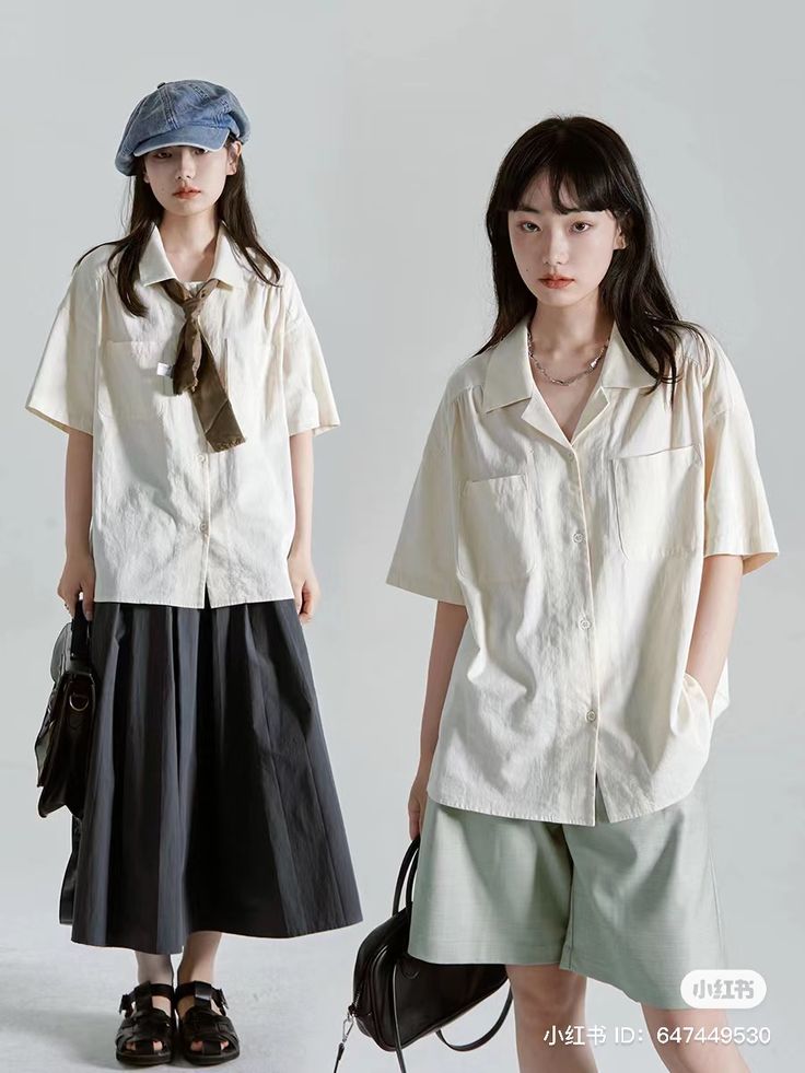 Startup Outfit Women, 90s Oversized Shirt, Japanese Summer Clothes, Japanese Summer Outfits Women, Girl Tie Outfits, Japanese Outfits Casual Street Style, Casual Japanese Outfits, Japan Outfit Aesthetic, Japan Summer Outfits