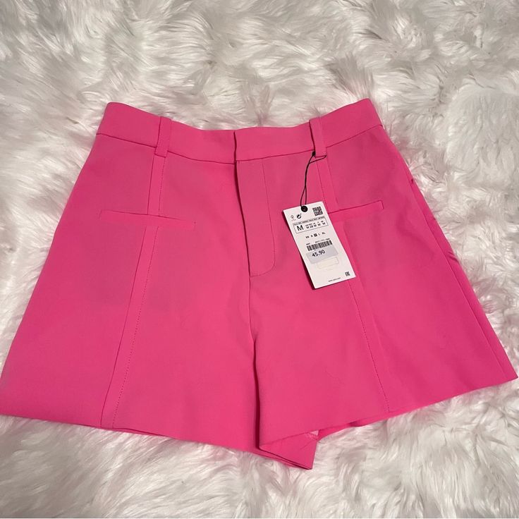 Nwt Hot Pink Zara Shorts! Zara Bottoms With Built-in Shorts, Pink Pants With Built-in Shorts For Spring, Trendy Short Pink Pants, Trendy Pink Short Length Pants, Trendy Short Length Pink Pants, Trendy Short-length Pink Pants, Pink Short Length Pants For Spring, Chic High-waisted Pink Shorts, Chic Pink Short Bottoms