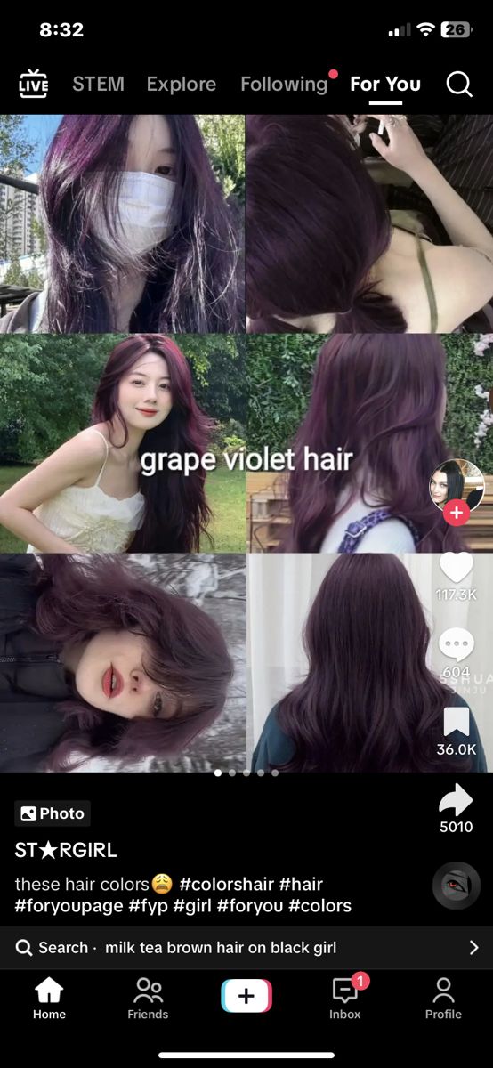 Red Hair Tiktok, Unique Hair Color Ideas, Hair Color 2024, Bleach Hair Color, Unique Hair Color, Hair Tiktok, Wine Hair, Hair Color Unique, Violet Hair