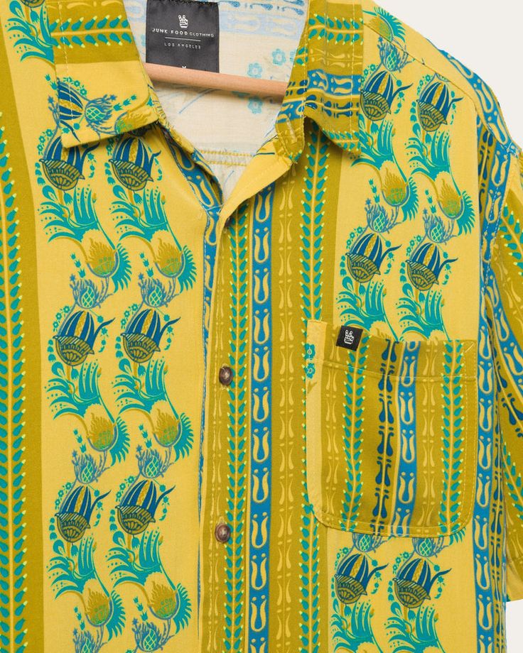 Collared Cotton Hawaiian Shirt With All-over Print, Cotton Camp Shirt With All Over Print, Summer Cotton Short Sleeve Shirt With All Over Print, Multicolor Summer Shirt With Pockets, Summer Multicolor Shirt With Pockets, Patterned Camp Collar Shirt With All Over Print, Patterned Cotton Camp Shirt With Graphic Print, Patterned Graphic Print Cotton Camp Shirt, Patterned Graphic Print Hawaiian Cotton Shirt