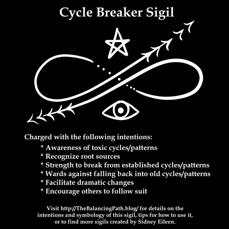 a black and white poster with the words cycle breaker sigil