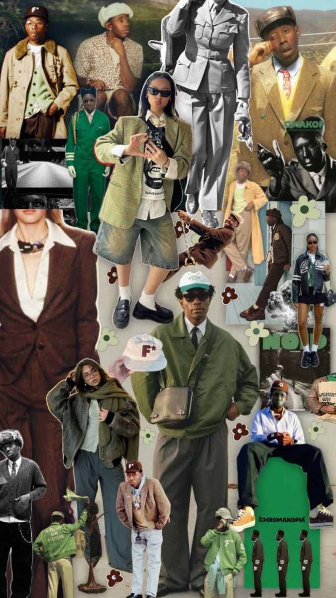 Outfit Inspiration Board Earth Tone Men Outfit, Earth Tone Aesthetic Fashion, Tyler The Creator Outfits Inspiration, Tyler The Creator Outfit, Tyler Outfit, Earth Tones Outfit, Tyler The Creator Concert, Tyler The Creator Fashion, Tyler Concert