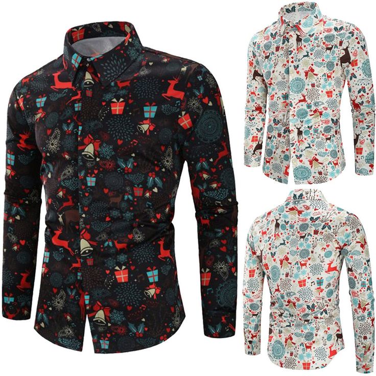 Shirts Type: Casual Shirts Sleeve Length(cm): Full Material: Polyester Fabric Type: Broadcloth Pattern Type: Print Closure Type: Single Breasted Gender: Men Collar: Turn-down Collar Style: Casual Item Type: Shirts Sleeve Style: REGULAR Men Shirt Casual, Xmas Outfits, Santa Candy, Men Shirt, Christmas Men, Christmas Theme, Party Shirts, Casual Shirts For Men, Types Of Shirts