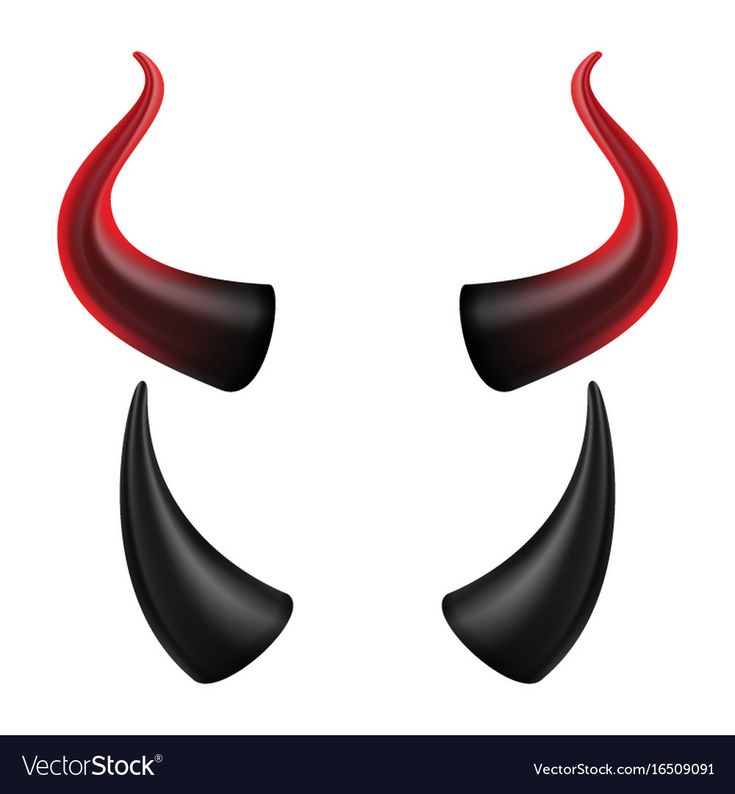 red and black horns on white background