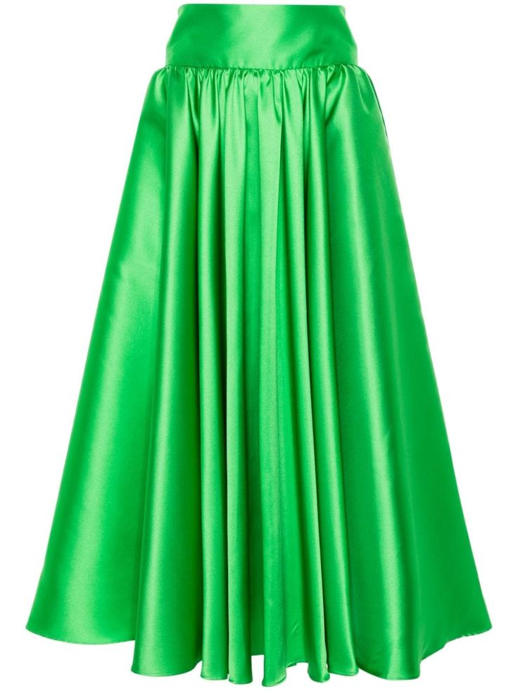 medium green pleat detailing two side inset pockets A-line full skirt unlined peplum hem concealed rear zip fastening Tafetta Skirt, Bohemian Wedding Guest, Malachite Green, Full Skirts, Pleated Maxi Skirt, City Dress, Mid Length Skirts, Peplum Hem, Summer Beach Wear