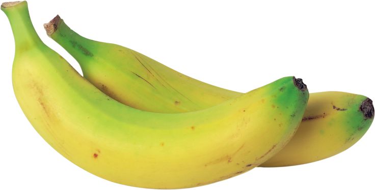 three bananas sitting next to each other on a white surface