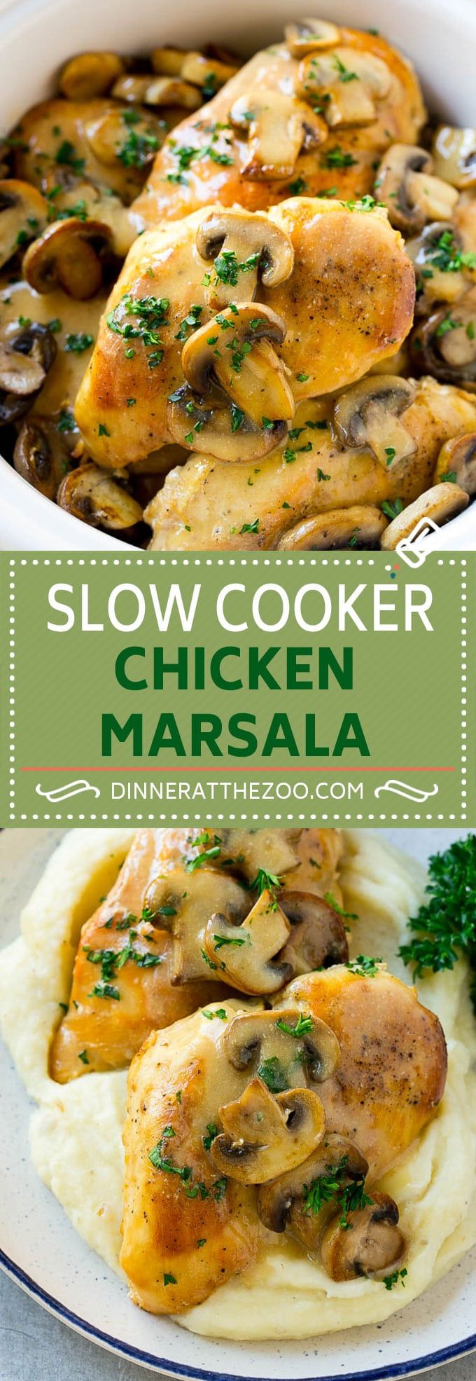 slow cooker chicken marsala with mushrooms and parsley