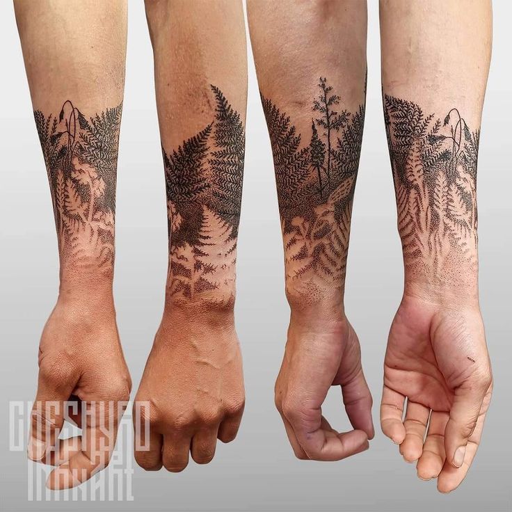 two people with tattoos on their arms and legs, both showing the same tattoo design