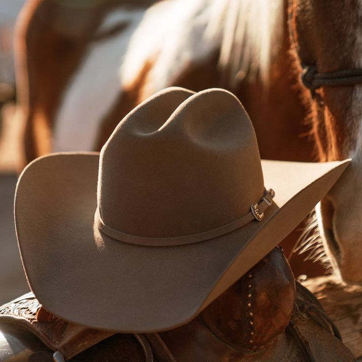 A true Stetson icon, our bestselling Skyline combines legendary quality and classic Western style in one timeless package. The Skyline is crafted from our proprietary 6X fur felt, which is prized for its durability and elegant feel, and, as with all hats that come out of our factory in Texas, each Skyline is touched by more than 100 sets of hands during production, resulting in a hat that is designed and built to stand the test of time. This edition features a 7540 profile, which translates to a Leather Cowgirl Hat, Cattleman Cowboy Hat, Coboy Hats, Tan Cowgirl Hat, Cowboy Hat Shapes Style Women, Concert Hairstyles With Cowboy Hat, Cowgirl Hats Black, Felt Cowboy Hats Women, Womens Cowboy Hats