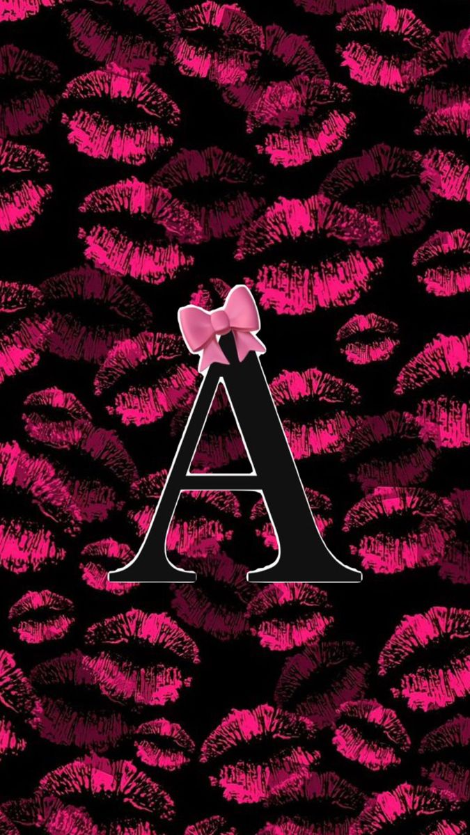 pink and black wallpaper with the letter a on it