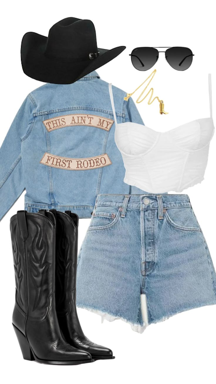 Lyn Lapid Concert Outfit, Corset Jean, Concert Outfit Jeans, Stagecoach Outfits, Nashville Style Outfits, Jean Shorts Black, Outfitinspo Style, Nashville Country, Country Music Concert