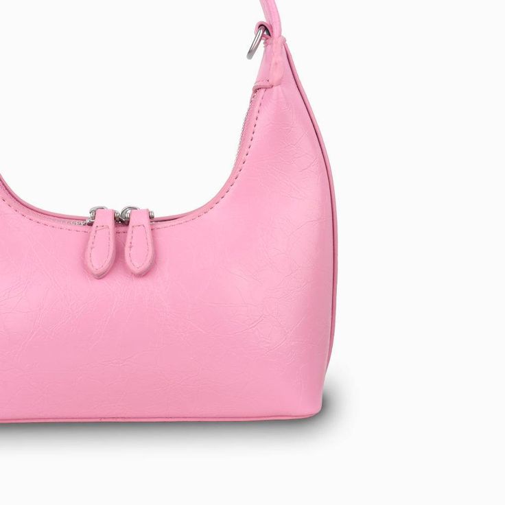 -Material: leather-Colors: pink, grey-Length: 22.5cm-Width: 6.5cm-Height: 18cm-Handle length: 21.5cm Modern Pink Satchel Hobo Bag, Pink Modern Satchel Hobo Bag, Pink Soft Leather Shoulder Bag, Modern Pink Hobo Satchel Bag, Trendy Pink Soft Leather Shoulder Bag, Modern Handheld Pink Shoulder Bag, Modern Pink Handheld Shoulder Bag, Pink Satchel Baguette Bag With Zipper Closure, Pink Soft Leather Satchel Shoulder Bag