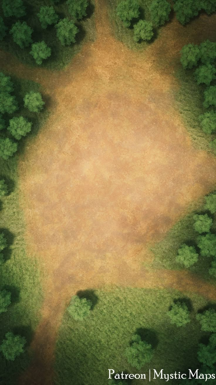 an aerial view of trees and dirt in the middle of a field with text that reads pattern music maps