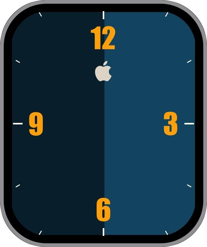 an apple clock with the time twelve o'clock