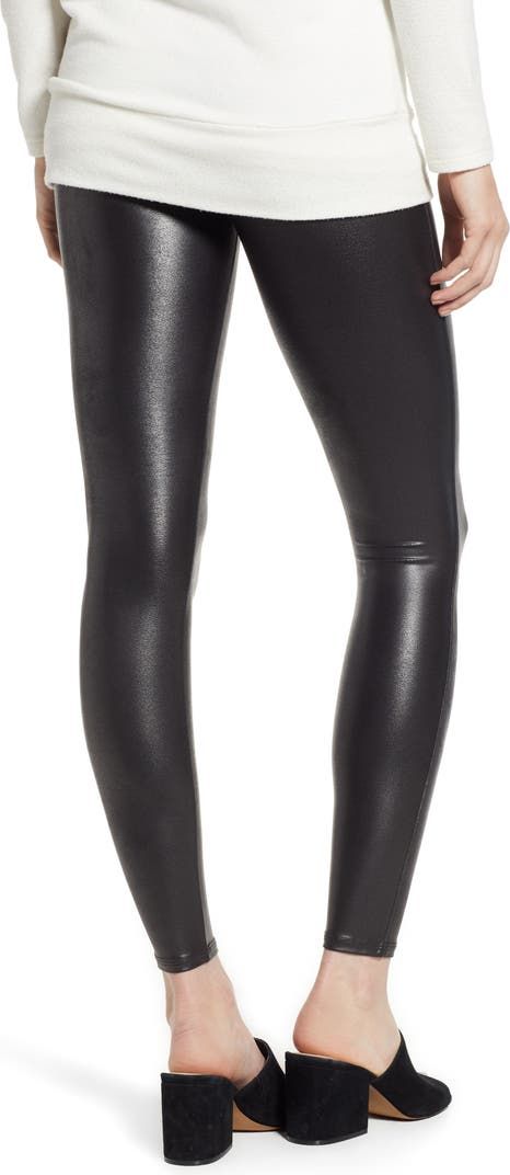 SPANX® Faux Leather Leggings | Nordstrom Athleisure Elastane Leggings For Night Out, Sleek Stretch Activewear For Night Out, High Stretch Mid-rise Leggings For Night Out, Sleek Stretch Leggings For Fall, Sleek Tight Leggings For Fall, Mid-rise Elastane Leggings For Night Out, Fitted Mid-rise Leggings For Fall, Sleek High Stretch Leggings For Fall, Athleisure Tight Leggings For Night Out