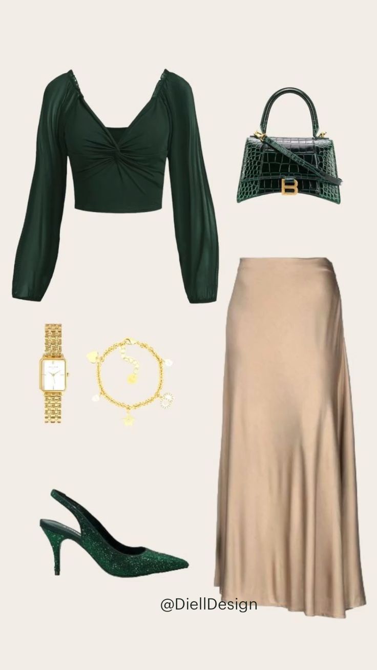 Green Heels Outfit Ideas, Outfits With Green Heels, Green Heels Outfit Classy, Classy Green Outfits, Green Classy Outfit, Navy Green Outfit, Dark Green Outfit Ideas, Dark Green Outfits, Green Heels Outfit