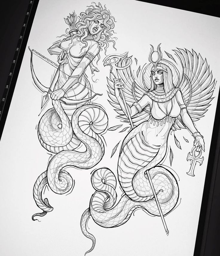 Medusa Tattoo Design, Boho Tattoos, Egypt Tattoo, Warrior Tattoos, Art Top, Floral Tattoo Sleeve, Medusa Tattoo, Mermaid Painting, Leg Sleeve Tattoo