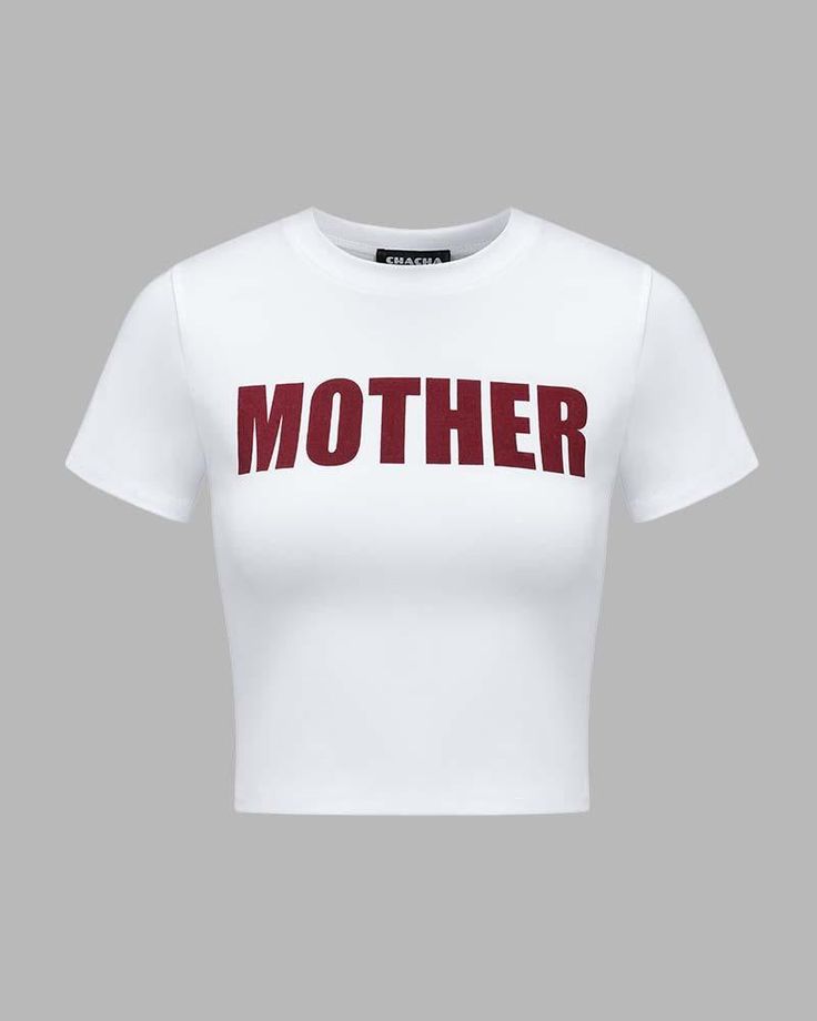 Details: Short-sleeve T-shirt with letter print designTop Length: CroppedSleeve Length: Short SleevesMaterials:95% Cotton + 5% Spandex Aesthetic Mother, France Trip, 90s Hip Hop Fashion, 90s Fashion Grunge, Elegant Prom, Mother Baby, Elegant Prom Dresses, Dark Feminine, Adam Sandler