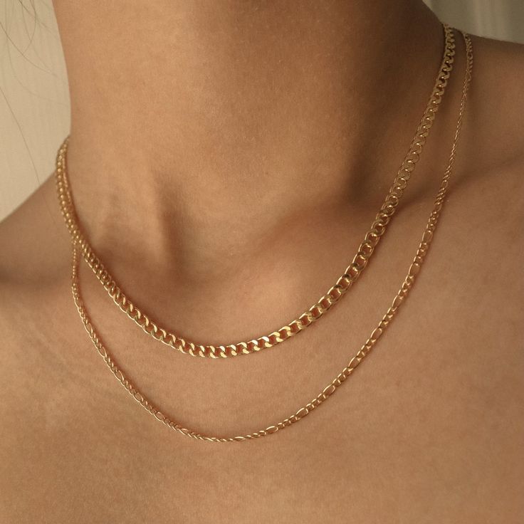 Athena Chain Necklace - Midori Jewelry Co. - Necklace Multiple Necklaces, Italian Chain, Fancy Jewelry Necklace, Figaro Chain Necklace, Shes Perfect, Figaro Chains, Figaro Chain, Fancy Jewelry, Hearts Desire