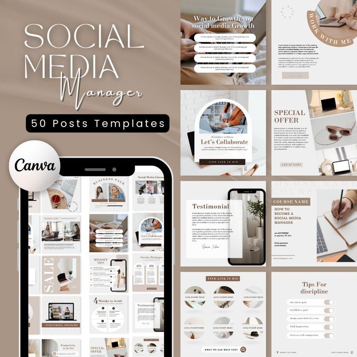 the social media manager's 50 posts templates