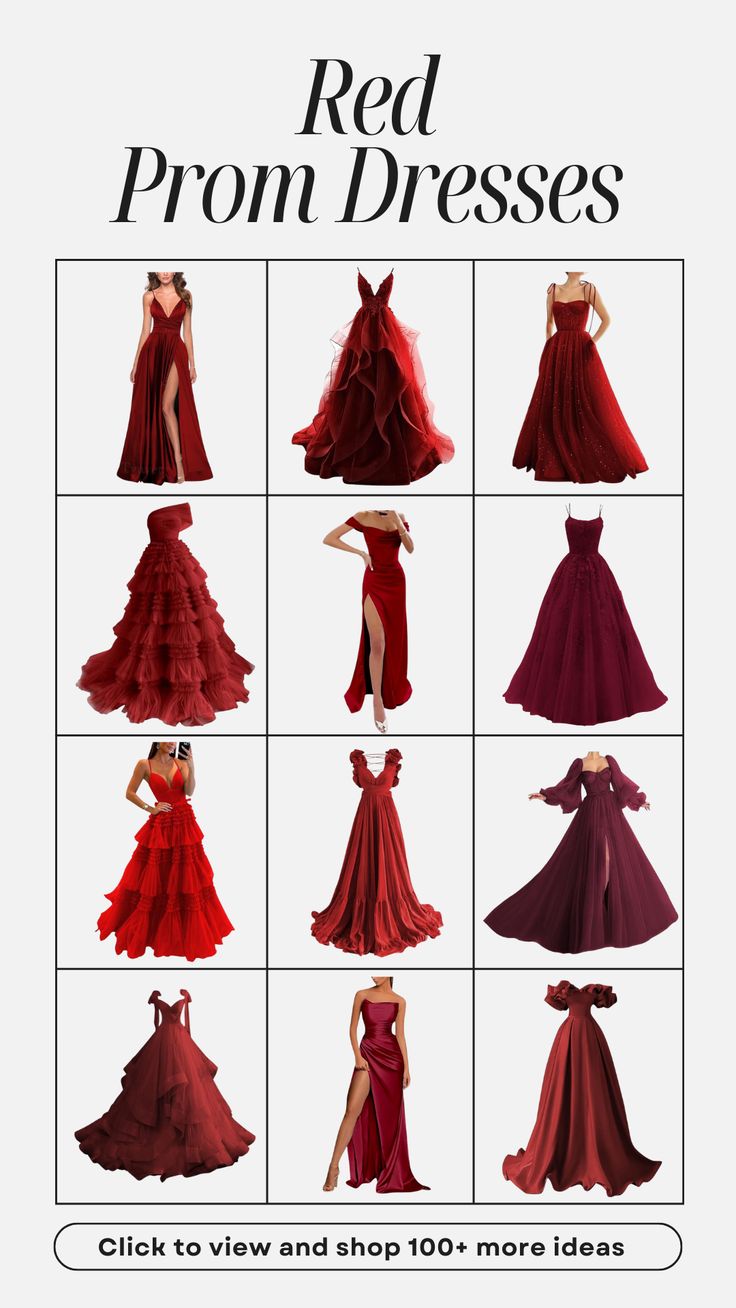 Prom Dresses Fancy Gowns, Fancy Prom Dresses For Teens, Prom Dresses In Red, Cute Prom Dresses Red, Kinds Of Dresses Style, Prom Dress Designs Ideas, Prom Dresses 2024 Brown Skin, Prom Gown Elegant For Teens, Prom Dress Types