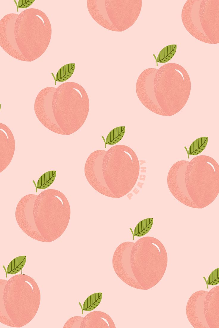 peaches with leaves on a pink background