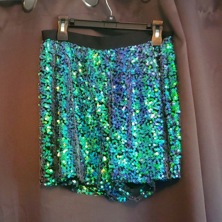 Cool Sequin Shorts By Bcbg. Never Worn. Green Sequined Summer Bottoms, Summer Sequined Green Bottoms, Summer Green Sequined Bottoms, Green Sequined Bottoms For Night Out, Green Stretch Sequined Bottoms, Disco Stretch Shorts, Disco Style Stretch Summer Shorts, Green Sequined Stretch Bottoms, Disco Style Stretchy Shorts