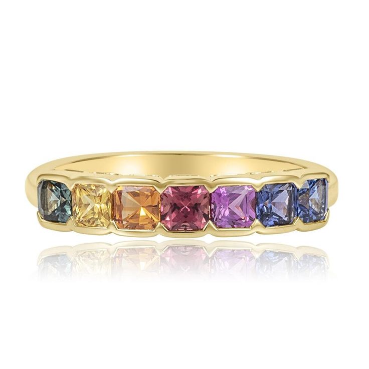 Rainbow Gemstone Ring, Natural Multi Sapphire Band, 14K Solid Gold Stack Eternity Band Ring, Real Colored Gemstone Ring, Anniversary Ring -------------------------------------------------------------------------------------------------------------------------------------------------------------------------------------------- ITEM DESCRIPTION : ITEM : RING METAL : 925 STERLING SILVER PLATING : ROSE GOLD / GOLD / SILVER / WHITE / YELLOW GEMSTONE : MULTI SAPPHIRE CREATION : LAB CREATED COLOR : MULTI SHAPE : SQUARE BIRTHSTONE : SEPTEMBER SETTING TYPE : PAVE FINISHING : SUPER FINE RING SIZE : US 3 TO US 14 RAINBOW SAPPHIRE BENEFITS : Wearing Rainbow Sapphires is believed to cure various diseases like rheumatism and colic and mental illnesses like tension and mental confusion. They are even used Diamond Dress Ring, Birthstone Ring Mothers, Rainbow Sapphires, Rainbow Gemstones, Sapphire Band, Multi Sapphire, Yellow Gemstones, Diamond Gift, Birthday Ring