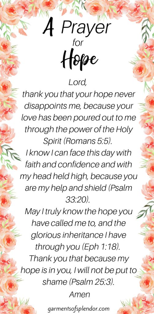 a prayer for hope with pink flowers