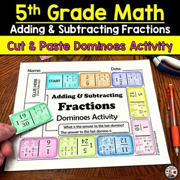 the 5th grade math addition and subtracting fractions worksheet is shown