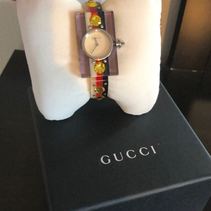 New Authentic Gucci Watch. New With Tags And Box Gucci Silver Diamond Watch, Gucci Silver Diamond Watch For Formal Occasions, Timeless Silver Gucci Diamond Watch, Elegant Silver Gucci Diamond Watch, Gucci Classic Diamond Watch With Diamond Hour Markers, Gucci Timeless Diamond Watch With Round Dial, Timeless Gucci Diamond Watch, Gucci Diamond Watch With Elegant Style, Gucci Elegant Diamond Watch