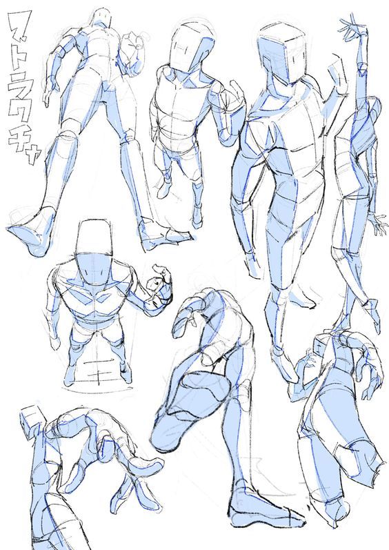 some sketches of different poses and body shapes