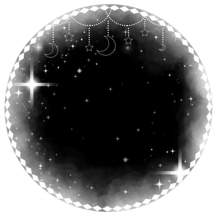 a black and white photo with stars and crescents