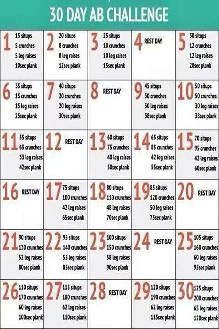 the 30 day ab challenge is shown in red and white with orange numbers on it