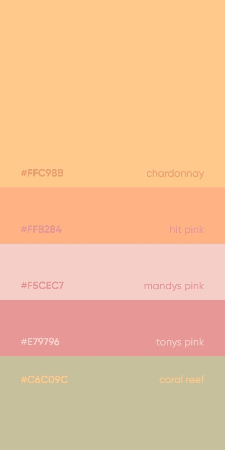 the color palette is different shades of pink, yellow and green